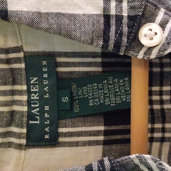 5 For $20 Ralph Lauren Linen Sleeveless Dress Shirt Plaid Tartan Chambray Top - Picture 7 of 9